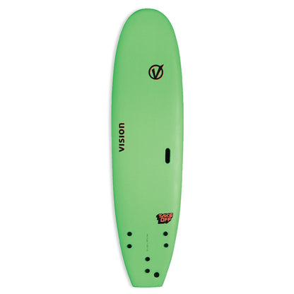 Vision Takeoff 7'0" Softboard - Lime/ Warm Red - Top