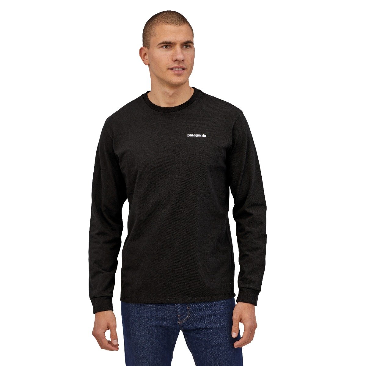 Patagonia Men's Long-Sleeved P-6 Logo Responsibili-Tee - Black