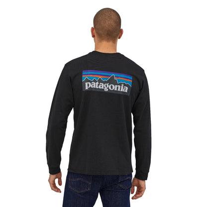 Patagonia Men's Long-Sleeved P-6 Logo Responsibili-Tee - Black