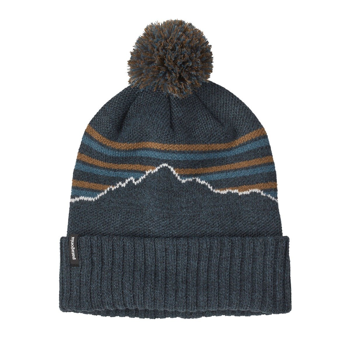 Patagonia Powder Town Unisex Beanie - Fitz Roy Stripe Knit: Smolder Blue