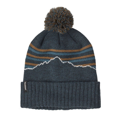 Patagonia Powder Town Unisex Beanie - Fitz Roy Stripe Knit: Smolder Blue