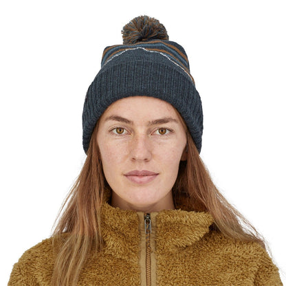 Patagonia Powder Town Unisex Beanie - Fitz Roy Stripe Knit: Smolder Blue