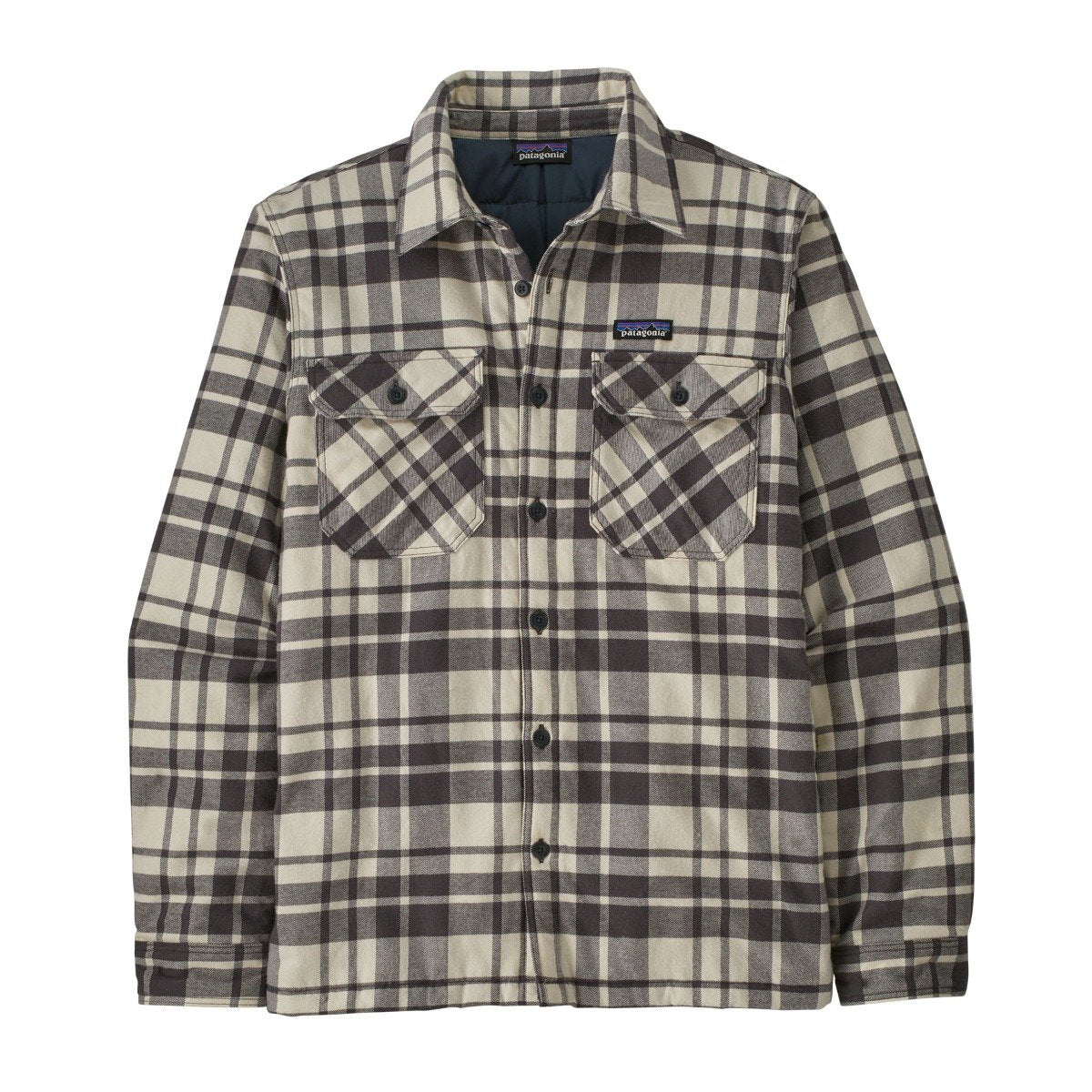 Patagonia Fjord Insulated Midweight Mens Flannel Shirt - Ice Caps/Smolder Blue