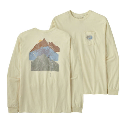 Patagonia Snowstitcher Mens Long Sleeved Reponsibilli-Tee - Birch White