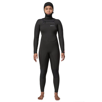 Patagonia Women's R4 Yulex Regulator Chest-Zip 5.5mm/4mm Hooded Wetsuit in Black
