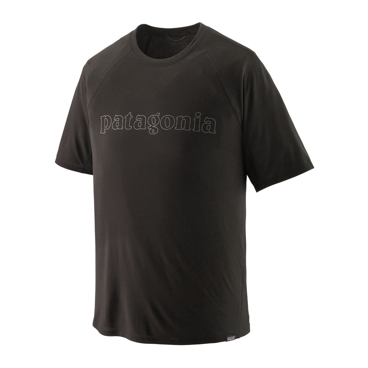 Patagonia Capilene Cool Trail Graphic Mens Shirt - Outline Text Logo/Black