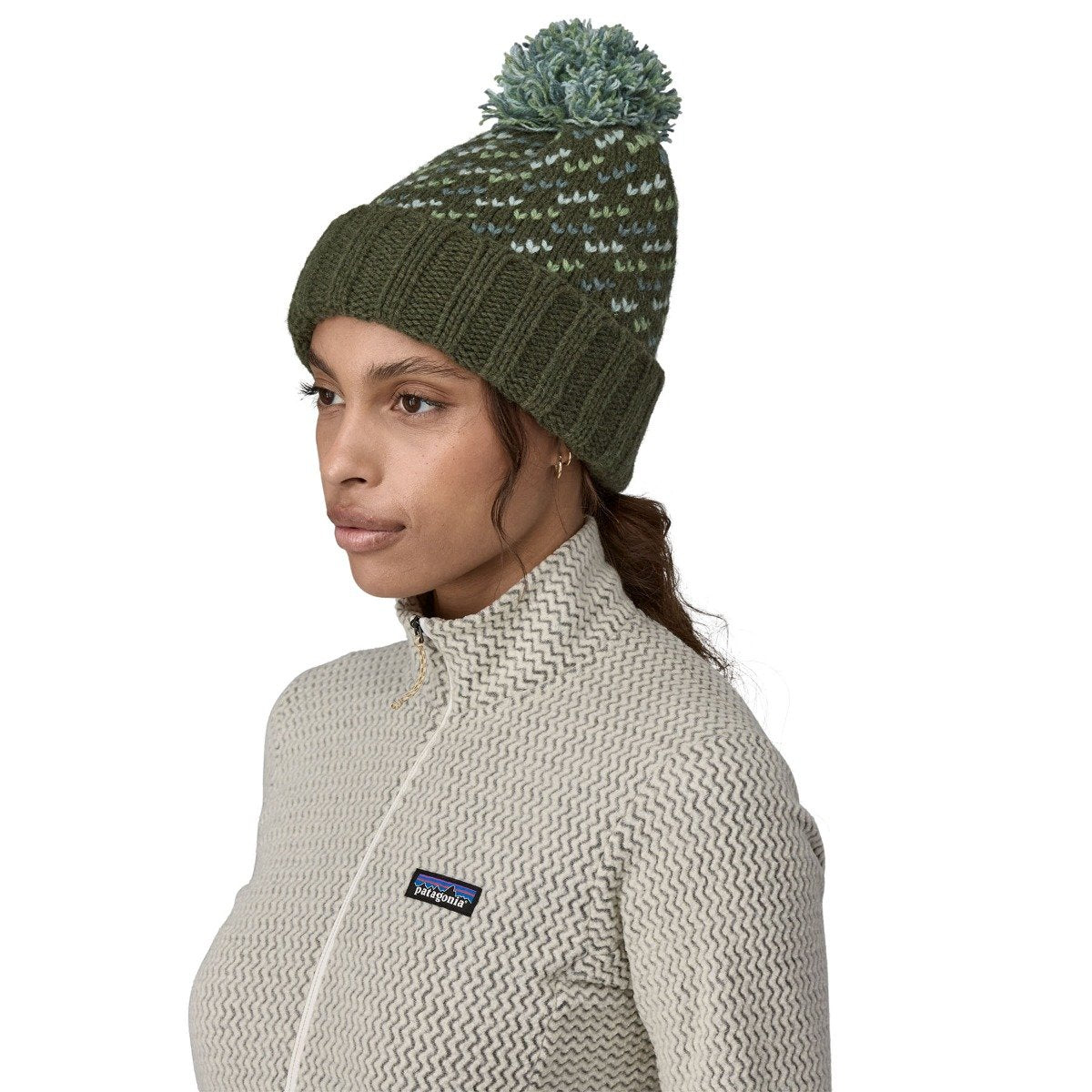 Patagonia Snowbelle Unisex Beanie - Fisherman Stitch: Pine Needle Green