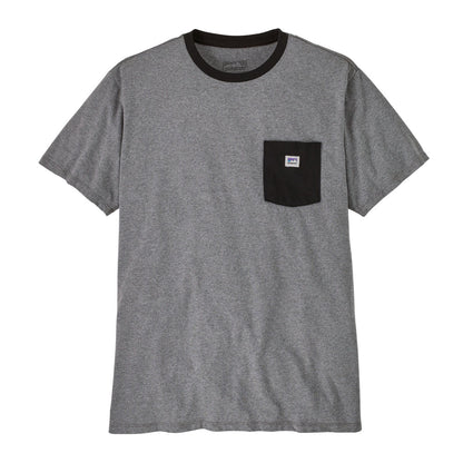 Patagonia Shop Sticker Unisex Pocket Responsibili-Tee - Gravel Heather