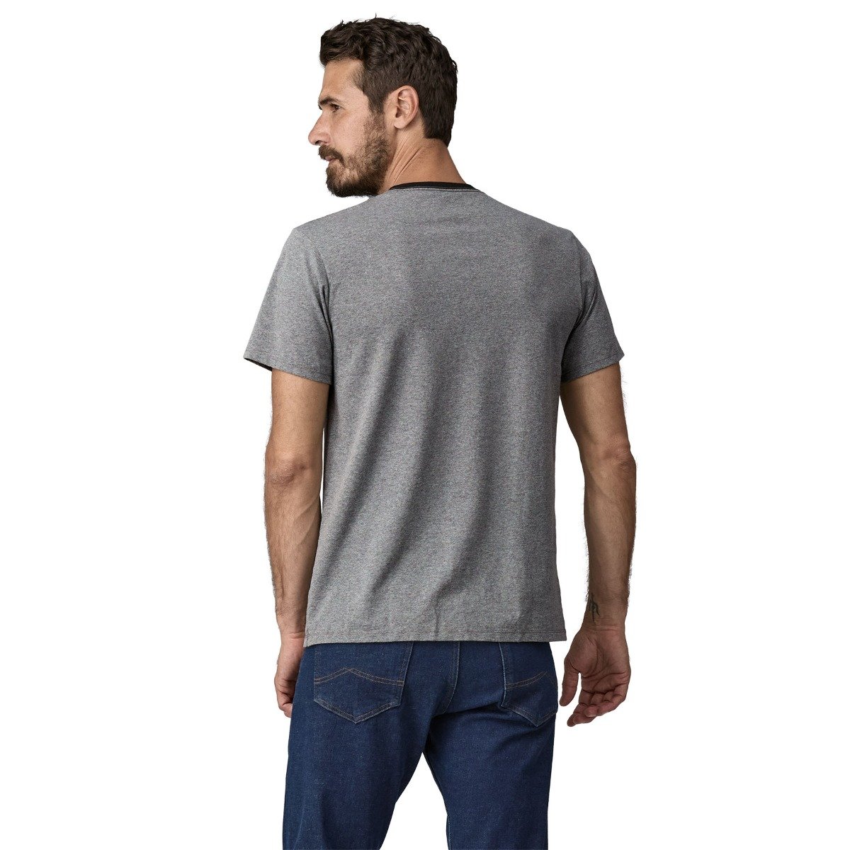 T-shirt unisexe à poche Patagonia Shop Sticker Responsibili-Tee - Gravel Heather