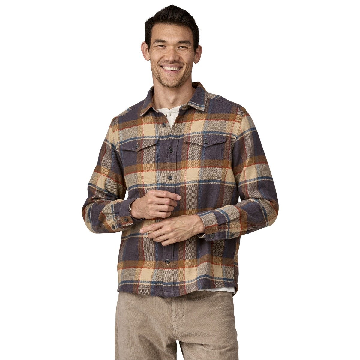 Patagonia Fjord Long-Sleeve Men's Flannel Shirt - Sunrise Ridge/Forge Grey