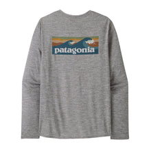 Patagonia Men's Long-Sleeved Capilene Cool Daily Graphic Shirt - Waters - Boardshort Logo Abalone Blue: Feather Grey