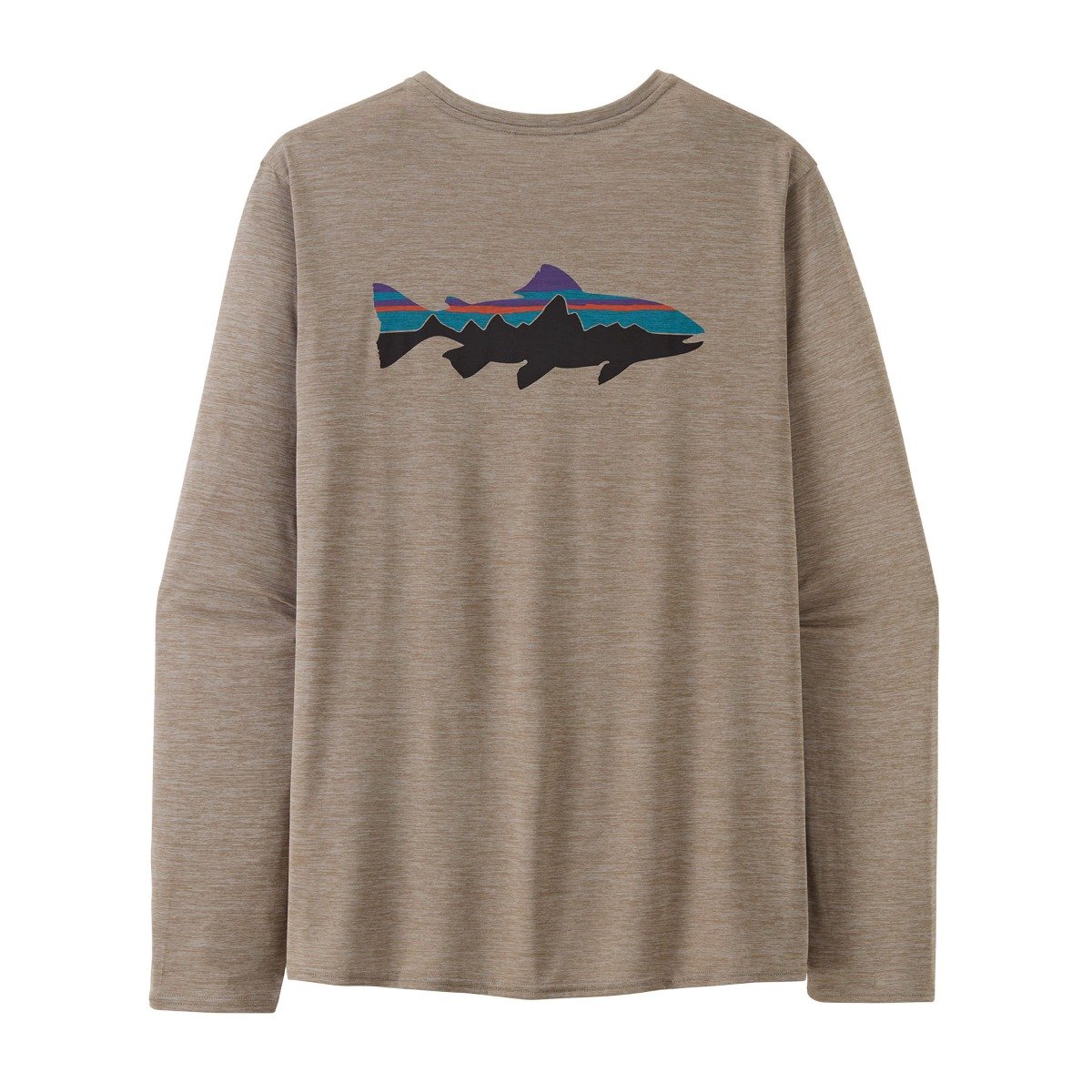 Patagonia Cap Cool Daily Mens Long Sleeve Graphic Shirt - Fitz Roy Trout/Seabird Grey X-Dye