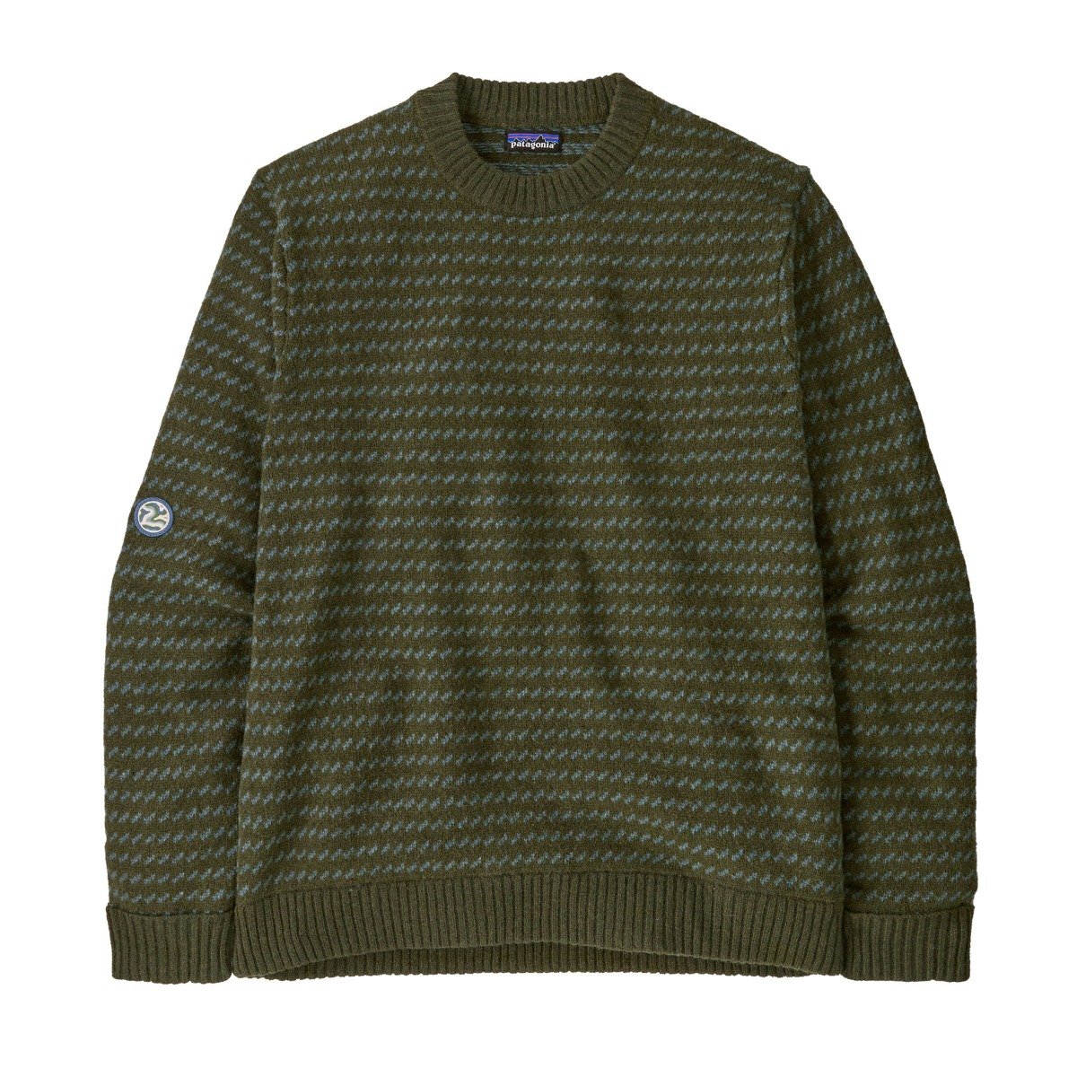 Patagonia Recycled Wool-Blend Mens Sweater - Fisherman Stitch/Pine Needle Green