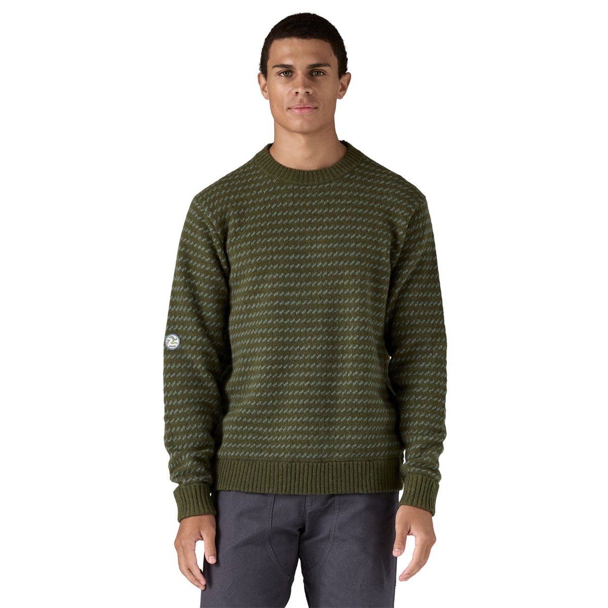 Patagonia Recycled Wool-Blend Men's Sweater - Fisherman Stitch/Pine Needle Green