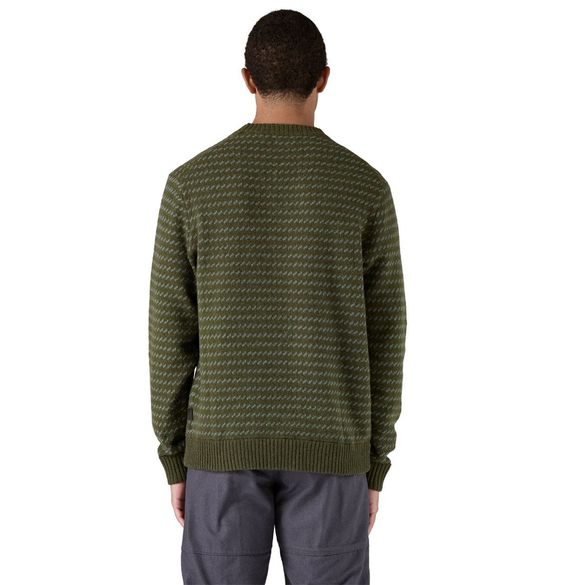 Patagonia Recycled Wool-Blend Men's Sweater - Fisherman Stitch/Pine Needle Green