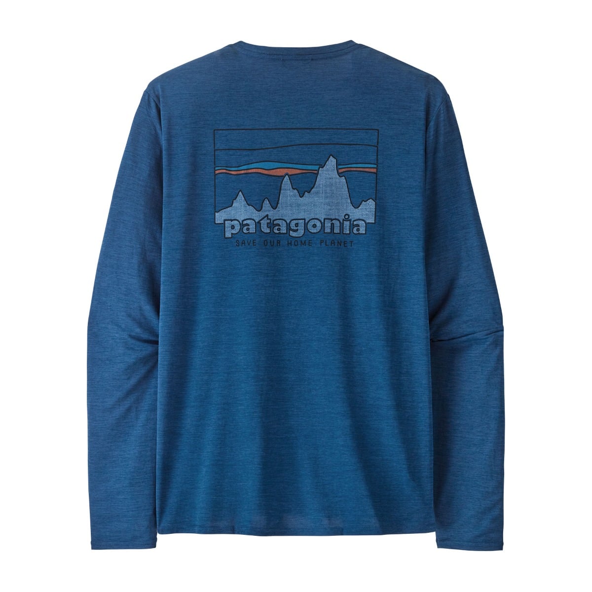 Patagonia Mens L/S Cap Cool Daily Graphic Shirt in '73 Skyline: Clement Blue X-Dye