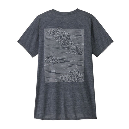 Patagonia Womens Capilene Cool Daily Graphic Shirt in Strataspire: Smolder Blue X-Dye