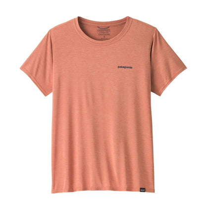 Patagonia Womens Cap Cool Daily Graphic Shirt - Boardshort Logo Tones: Moment Pink X-Dye