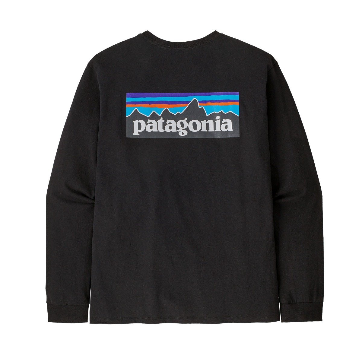 Patagonia Men's Long-Sleeved P-6 Logo Responsibili-Tee in Black