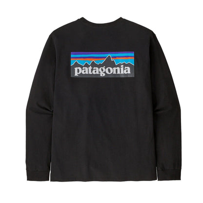 Patagonia Men's Long-Sleeved P-6 Logo Responsibili-Tee in Black