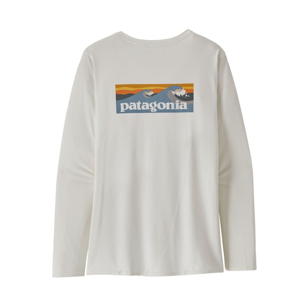 Patagonia Capilene Cool Daily Womens Graphic Shirt - Boardshort Logo Light Plume Grey/White