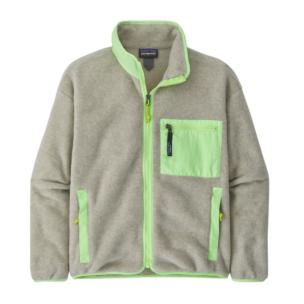 Patagonia Women's Synchilla Fleece Jacket in Oatmeal Heather w/Salamander Green
