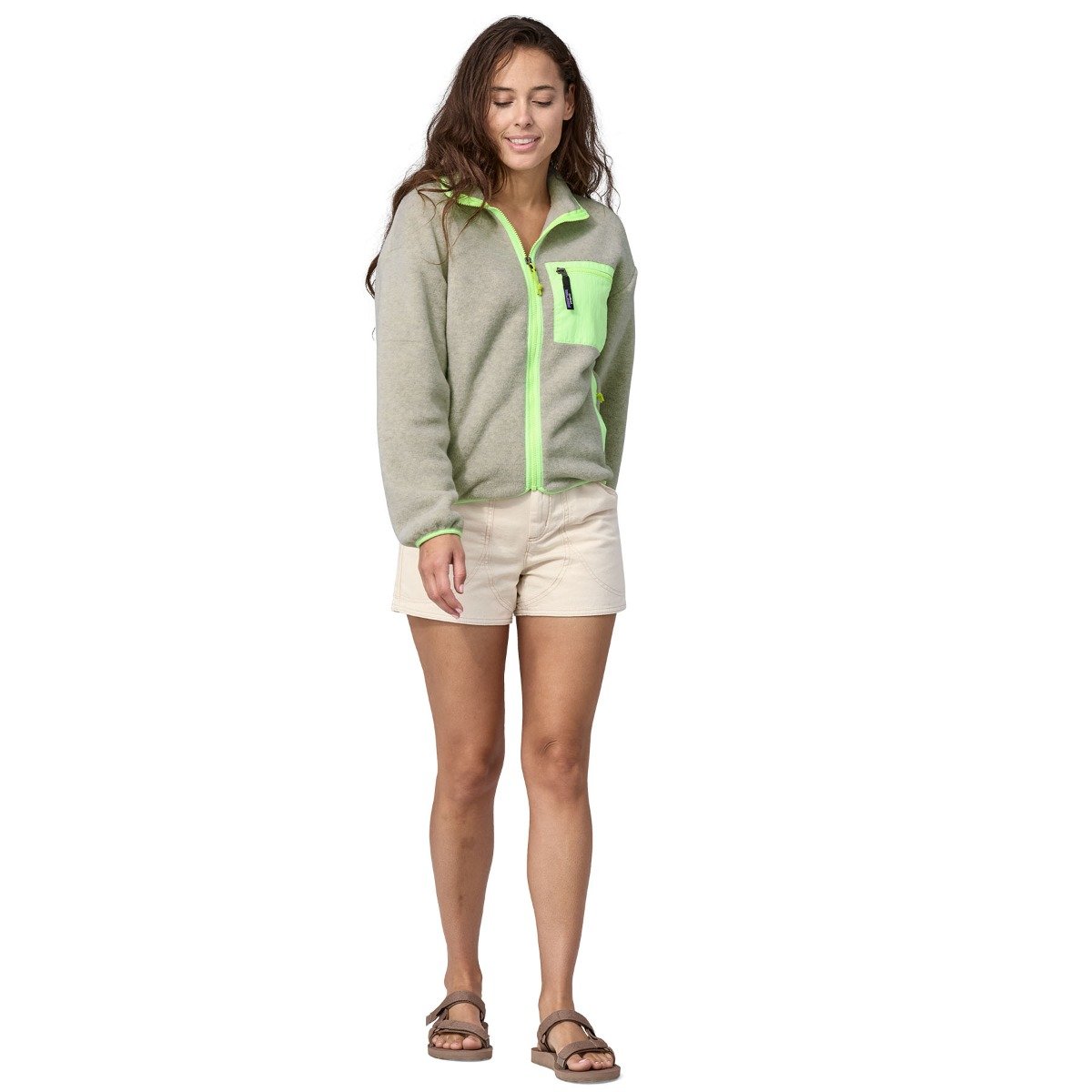 Patagonia Women's Synchilla Fleece Jacket - Oatmeal Heather w/Salamander Green