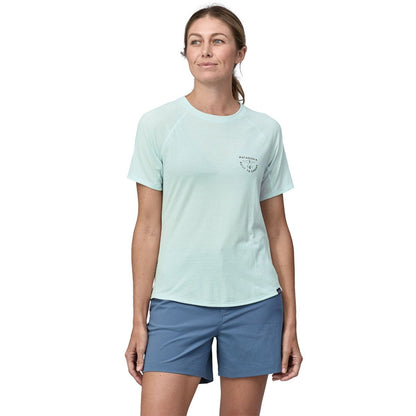 Patagonia Capilene Cool Trail Womens Graphic Shirt -  Forge Mark Crest/Wispy Green