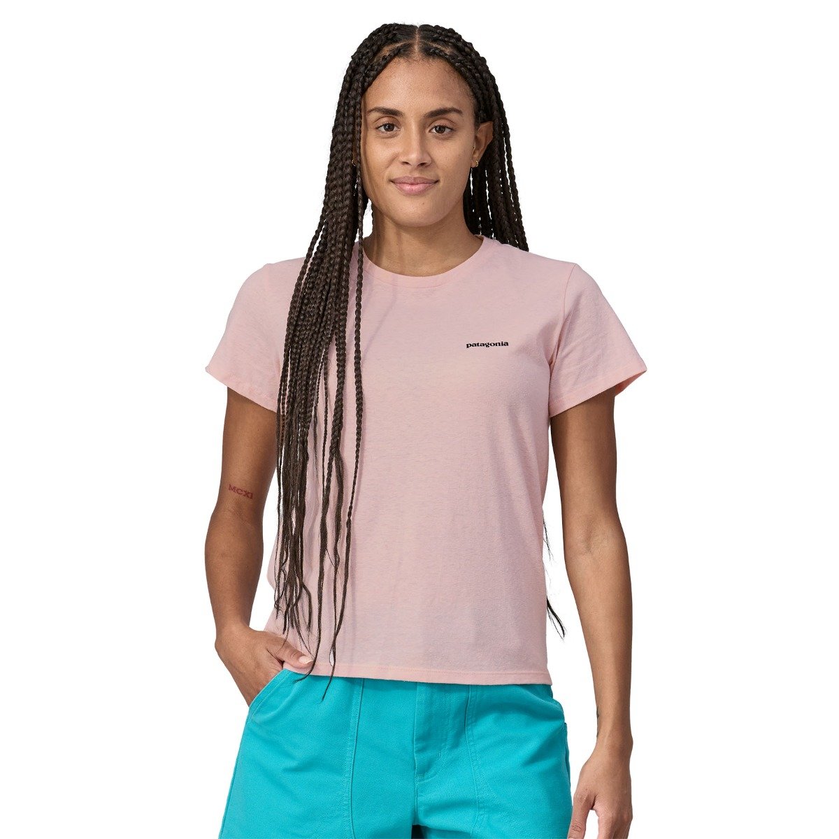 Patagonia P-6 Logo Women's Responsibili-Tee - P-6 Outline/Whisker Pink