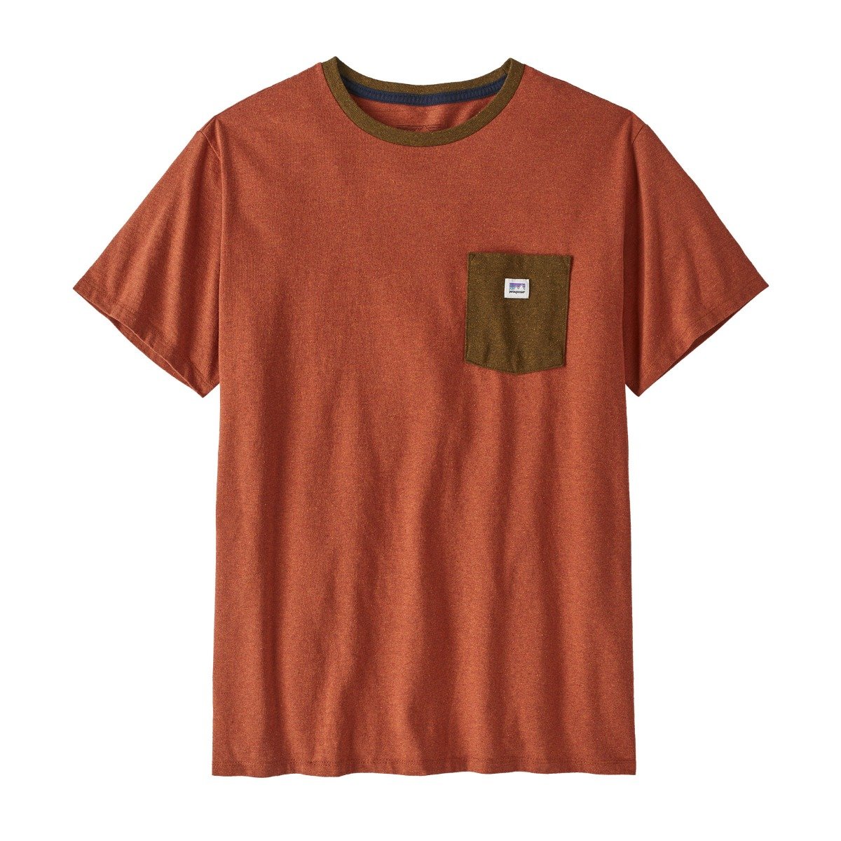 Patagonia Shop Sticker Pocket Mens Responsibili-Tee - Henna Brown