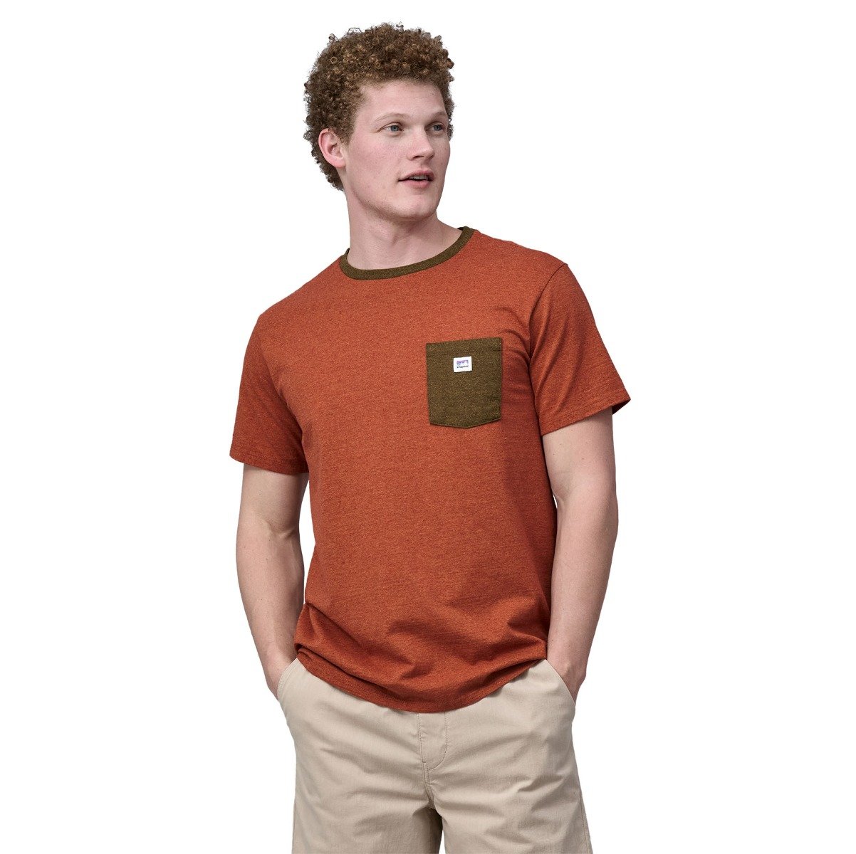 Patagonia Shop Sticker Pocket Men's Responsibili-Tee - Henna Brown