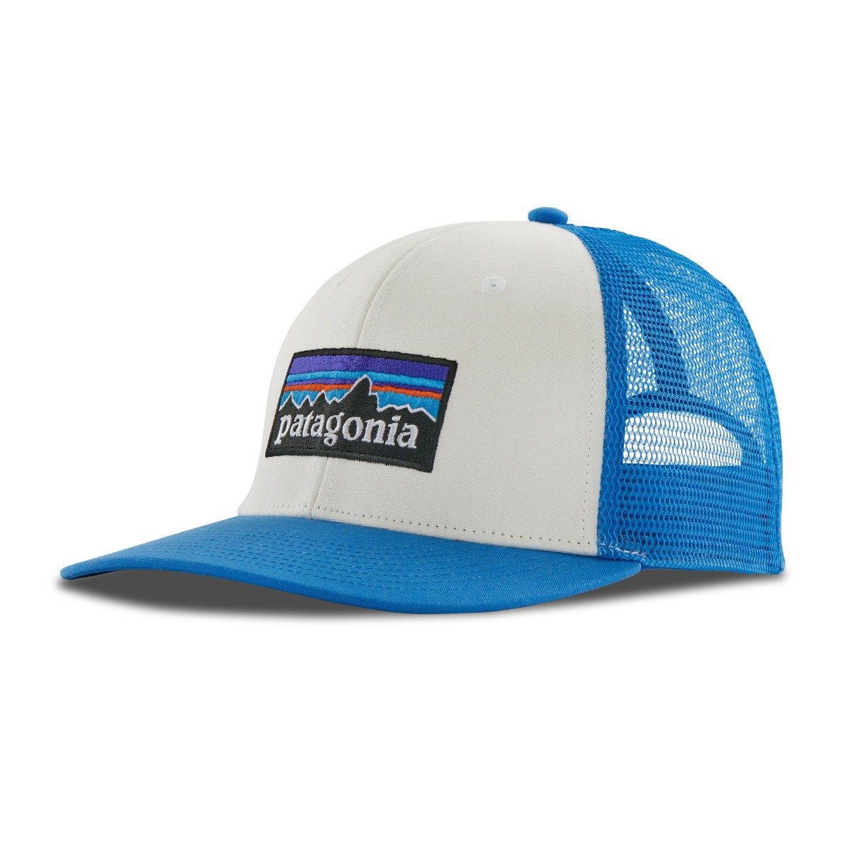 Patagonia P-6 Logo Trucker Hat - White w/Vessel Blue
