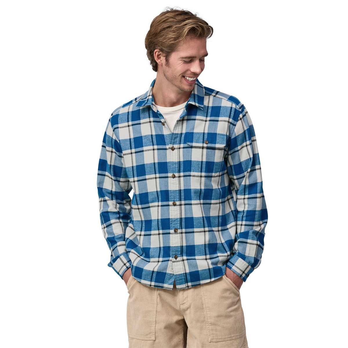Patagonia Fjord Flannel Lightweight  Long-Sleeved Mens Shirt - Captain/Endless Blue