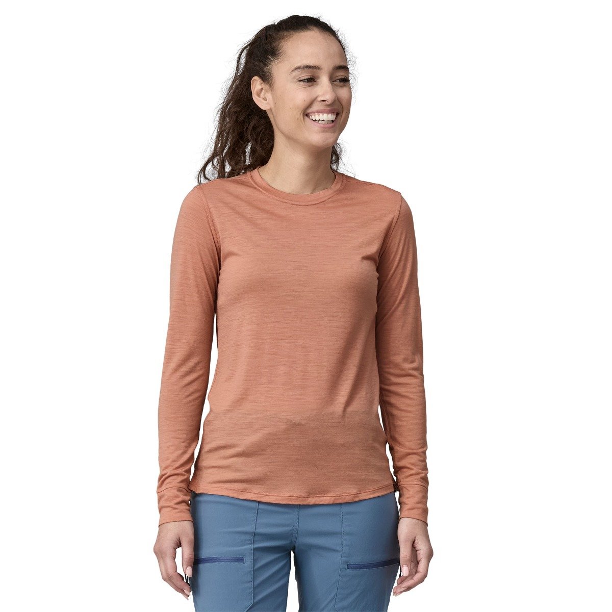 Patagonia Women's L/S Cap Cool Merino Blend Shirt - Terra Pink