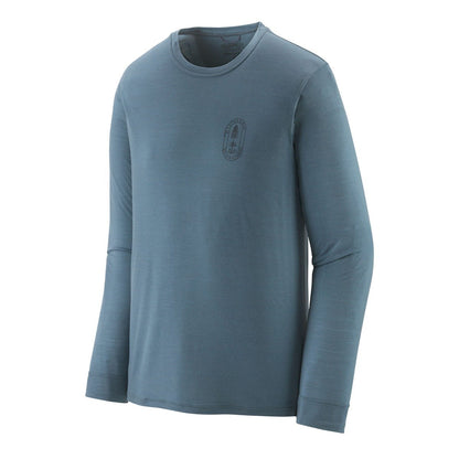 Patagonia Capilene Cool Merino Mens Long Sleeve Graphic Shirt - Clean Climb Bloom/Utility Blue