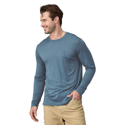 Patagonia Capilene Cool Merino Men's Long Sleeve Graphic Shirt - Clean Climb Bloom/Utility Blue