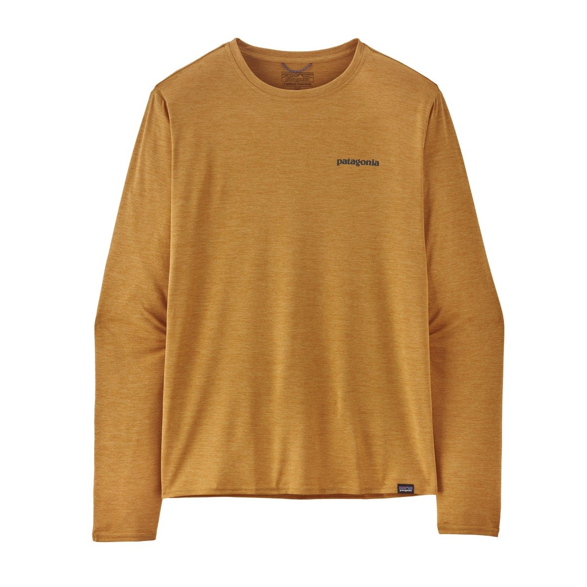 Patagonia Men's L/S Cap Cool Daily Graphic Shirt - Waters - Boardshort Logo: Pufferfish Gold X-Dye