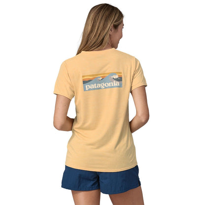 Patagonia Women's Cap Cool Daily Graphic Shirt - Waters - Boardshort Logo: Sandy Melon X-Dye