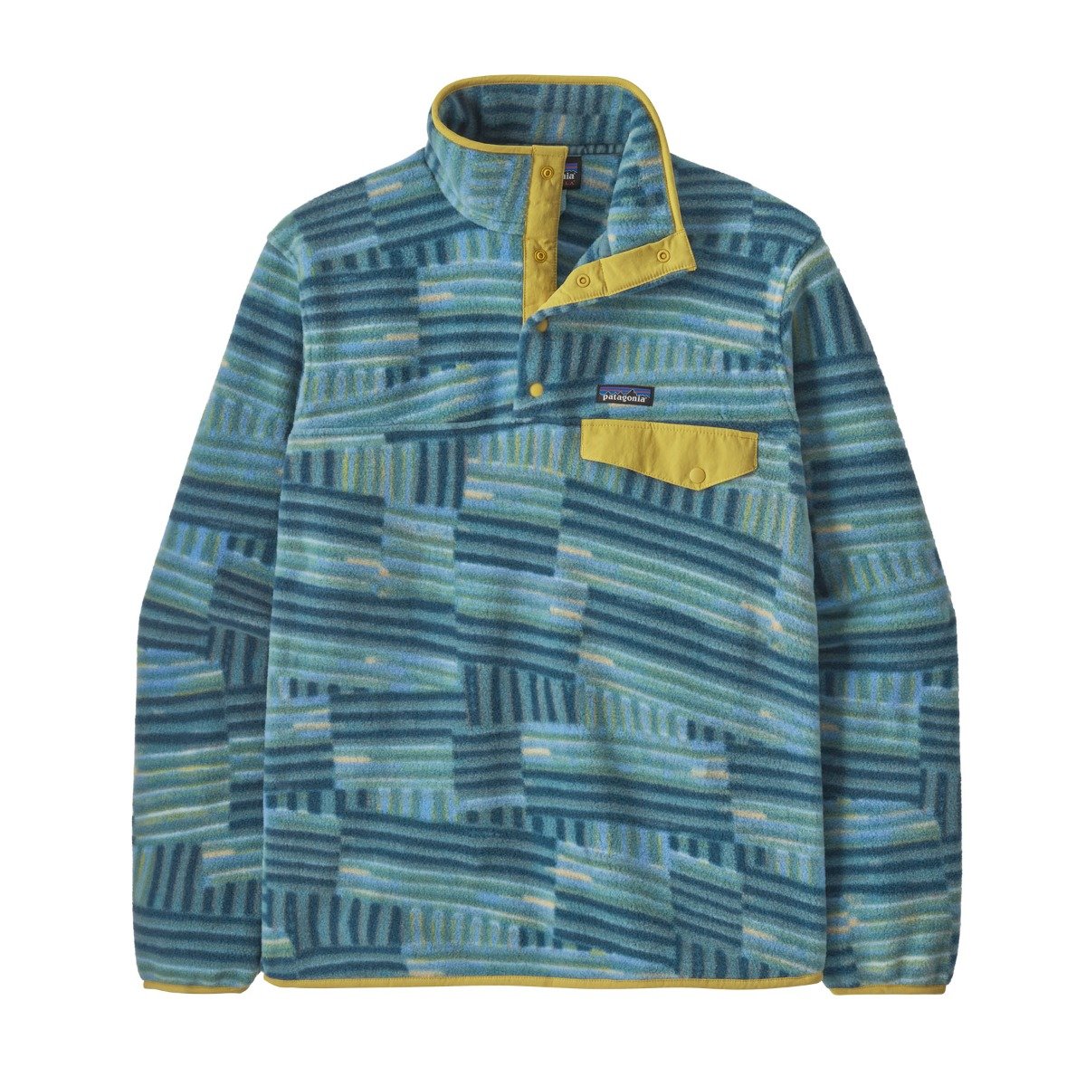 Patagonia Lightweight Synchilla Mens Snap-T Fleece Pullover - Quilty Fitz/Wetland Blue