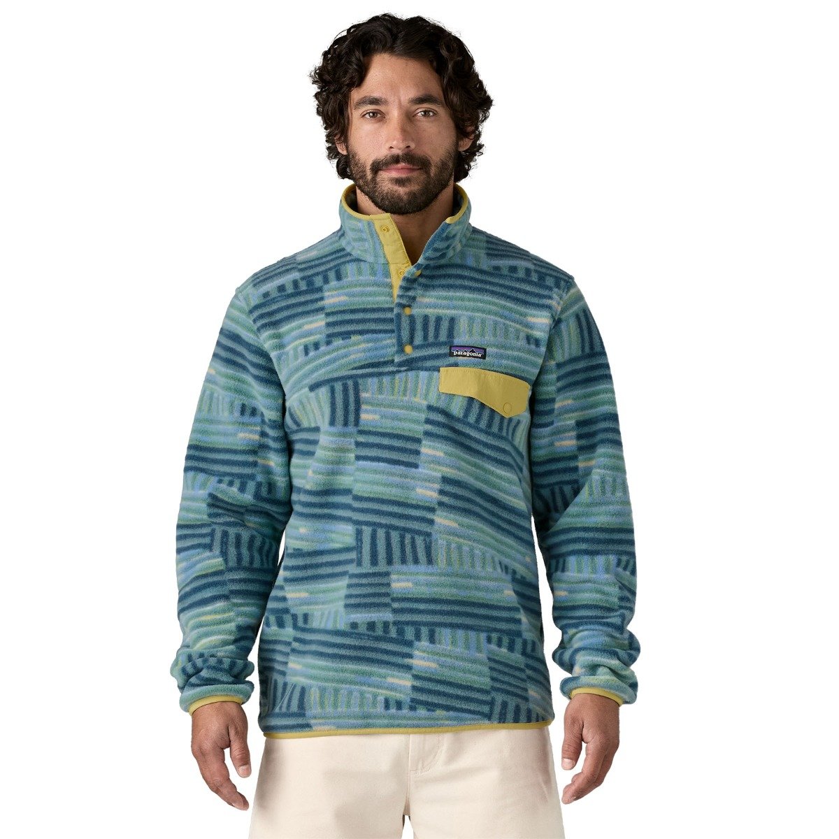 Patagonia Lightweight Synchilla Men's Snap-T Fleece Pullover - Quilty Fitz/Wetland Blue
