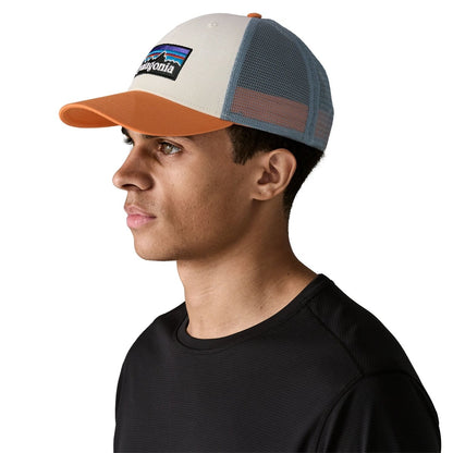 Patagonia P-6 Logo LoPro Trucker Hat - White w/Redtail Rust