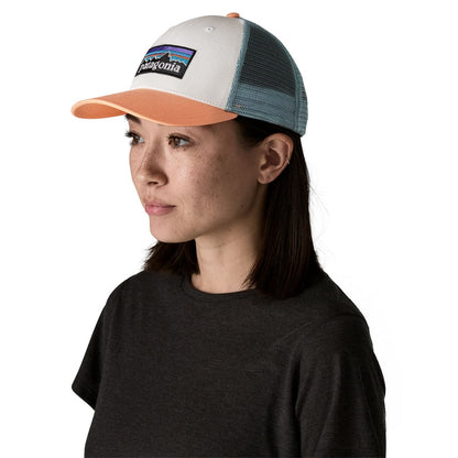 Patagonia P-6 Logo LoPro Trucker Hat - White w/Peach Sherbet