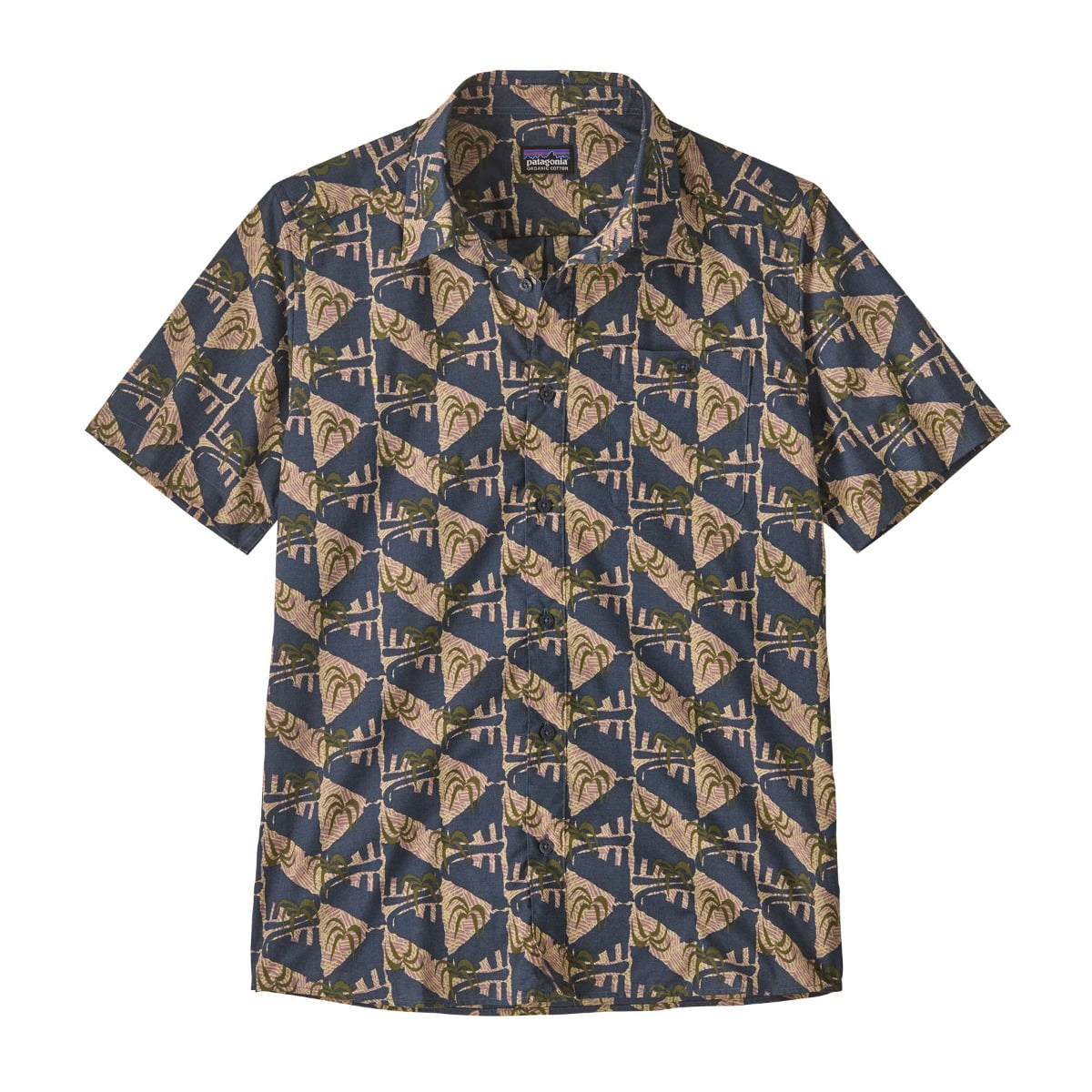 Patagonia Mens Go To Shirt in Jaguar Geo: Dolomite Blue