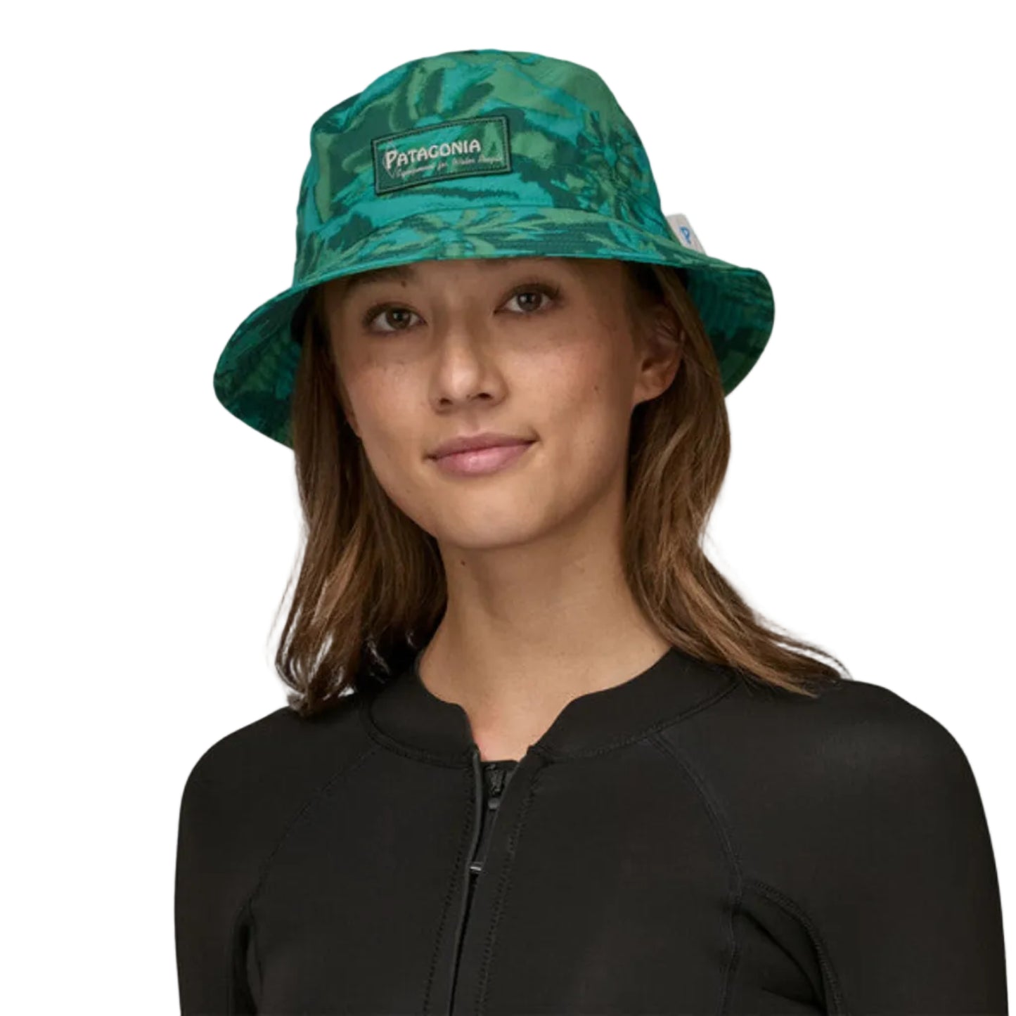 Patagonia Wavefarer Womens Bucket Hat - Water People Banner/Cliffs and Waves Conifer Green