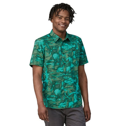 Patagonia Go-To Men's Shirt - Cliffs and Waves: Conifer Green