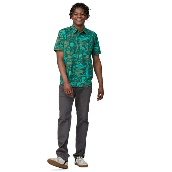 Patagonia Go-To Men's Shirt - Cliffs and Waves: Conifer Green