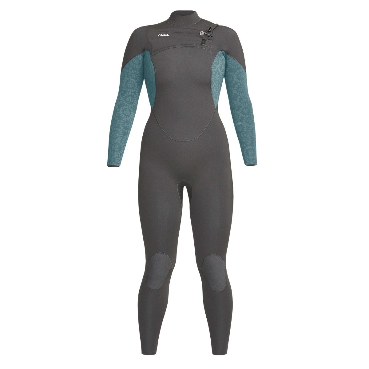 Xcel Comp X2 5/4mm Chest Zip Womens Wetsuit 2021 - Graphite/Tinfoil Flower - Full View