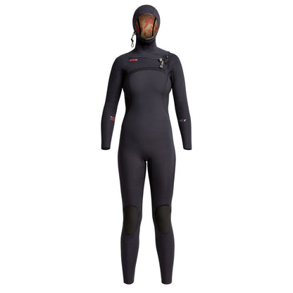 XCEL COMP X WOMENS 5.5/4.5MM CHEST ZIP HOODED WINTER WETSUIT IN BLACK