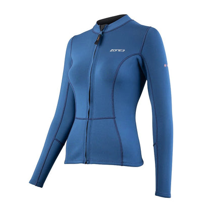 Zone3 Womens Yulex Long Sleeve 1.5mm Full Zip Top in Navy