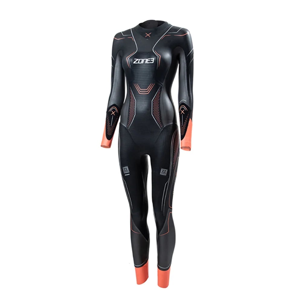 Zone3 Womens Vanquish-X Swim Wetsuit in Black/Orange